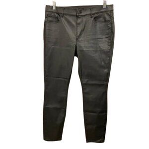 Ann Taylor Pants Women's 14 Black Cotton Blend Stretch Faux Leather Style